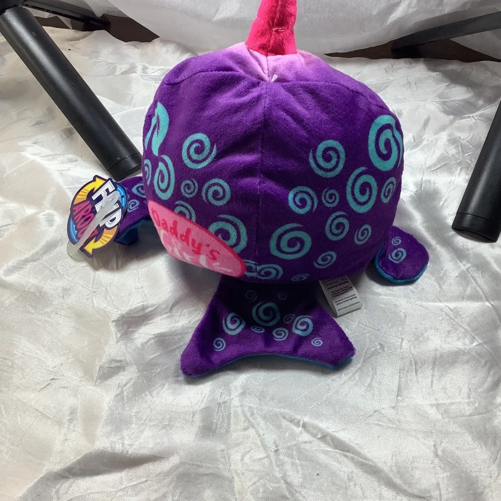 Flip-A-Rooz Reversible Narwhal Plush‎ Purple Blue Daddys Girl Mommys World NWT